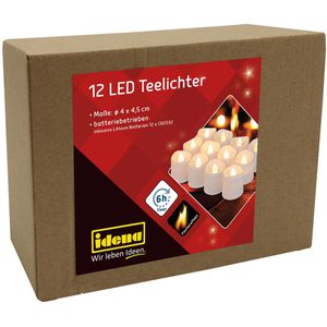 Idena LED-Teelichter 30469, weiß, flackernd, mit Timer, 12 Stück