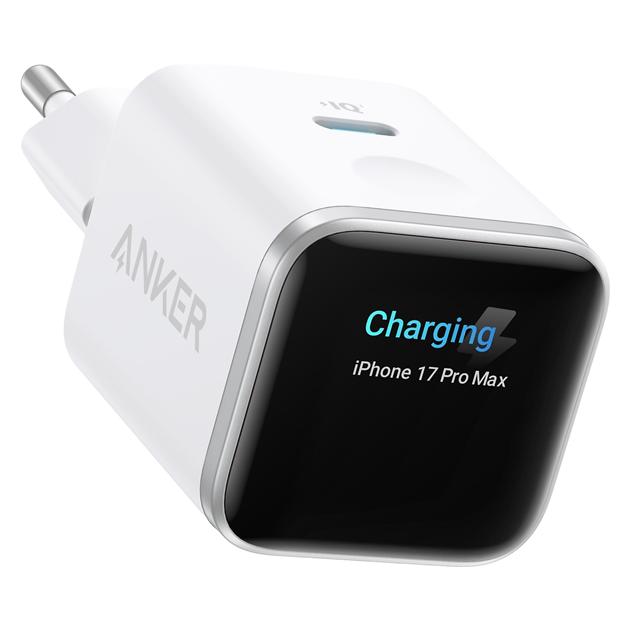 Anker Nano GaN Smart Display Charger (45 W, 1 Port) (A121DG21)