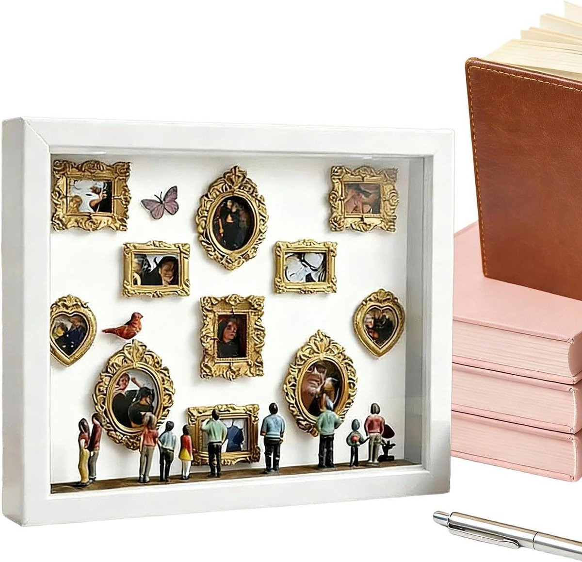 Silhouetten Box Miniatuur Fotolijst met LED Verlichting - Wit - 23 x 31 cm