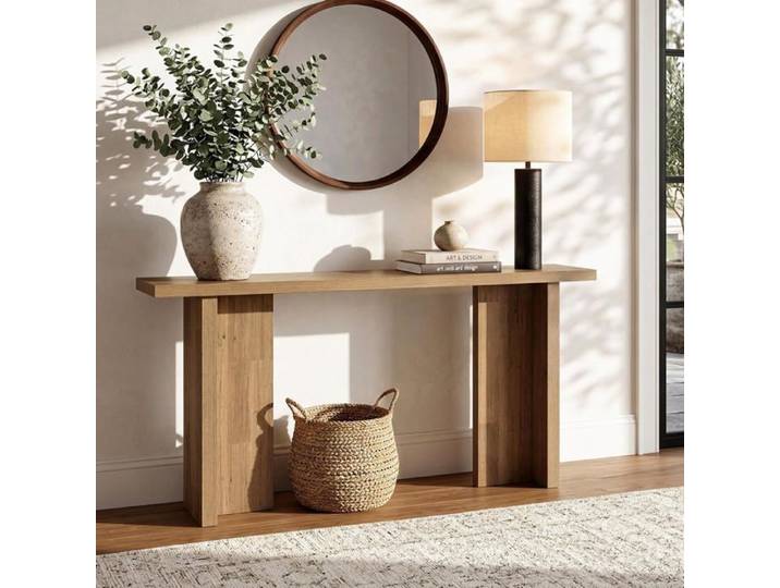 Finmind Table Console 160×30×85 cm Table de Canapé Rectangulaire Pour Entrée Ouloir Salon Style Champêtre Marron