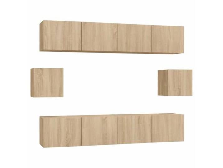 Makastle TV-Schrank-Set 6-TLG. Sonoma-Eiche Holzwerkstoff