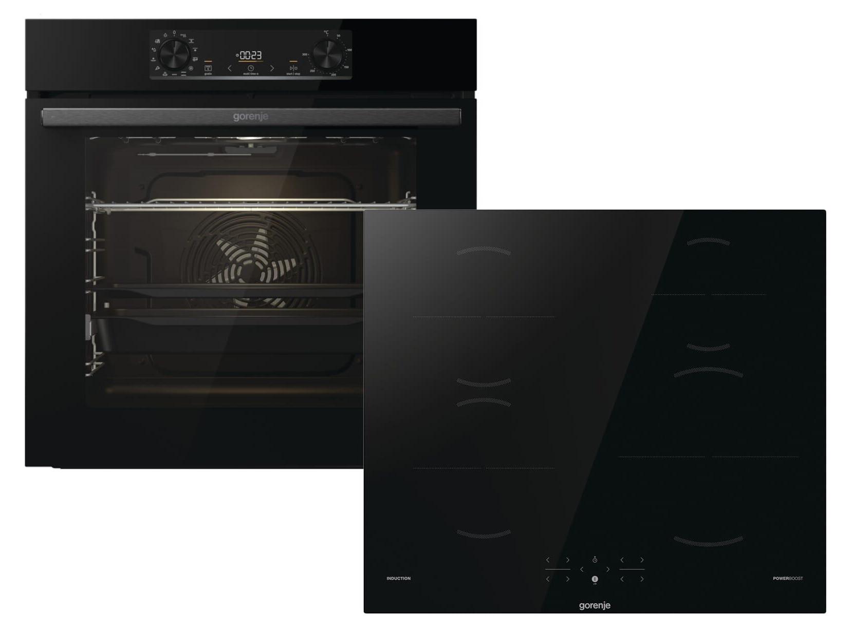 Gorenje BO6737E02BG + GI6401BSC, Glaskeramikkochfeld, 4 Zone(n), Glaskeramik, Schwarz, Touchsteuerung, 59,5 cm