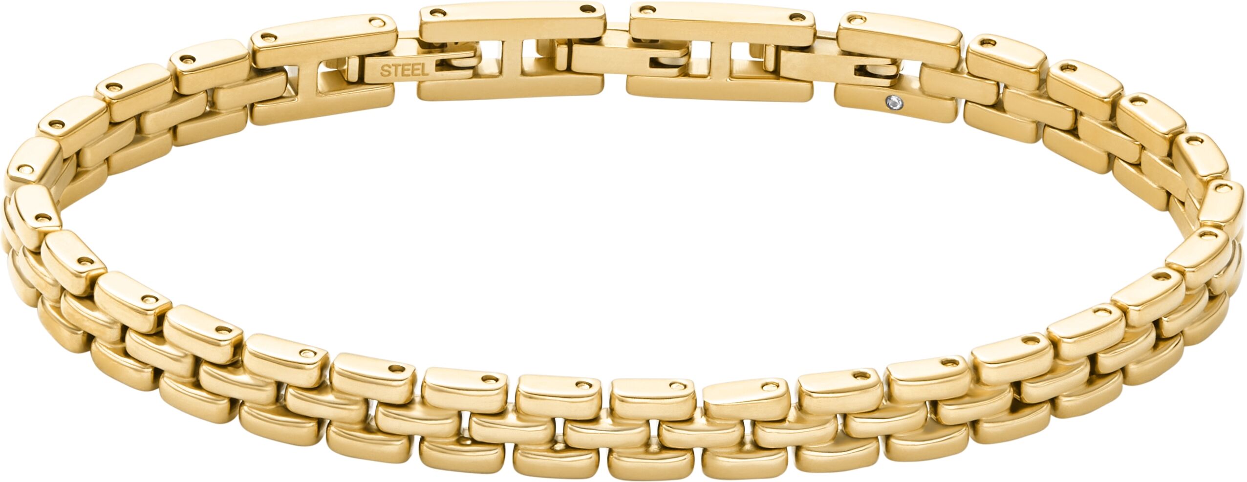 Gliederarmband FOSSIL "Schmuck Geschenk Edelstahl ARDEN", gold (gelbgoldfarben), Armbänder, Damen, 19cm, Edelstahl, Gliederarmband