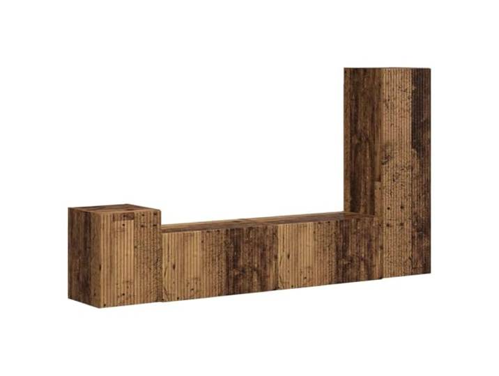 Favemtsl TV-Schrank Set Wandmontiert 4-Teilig Altholz Holzwerkstoff Platzsparende Hängeschränke fürs Wohnzimmer oder Schlafzimmer bieten flexiblen Stauraum für Receiver und Dekoration.