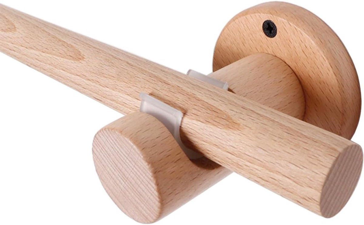 Gordijnroede Enkele - Massief Hout - Naturel - 55 Inch