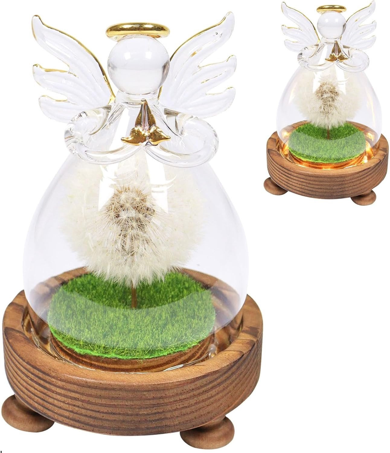 Dandelion in Glas met LED Verlichting, Unieke Wensdecoratie