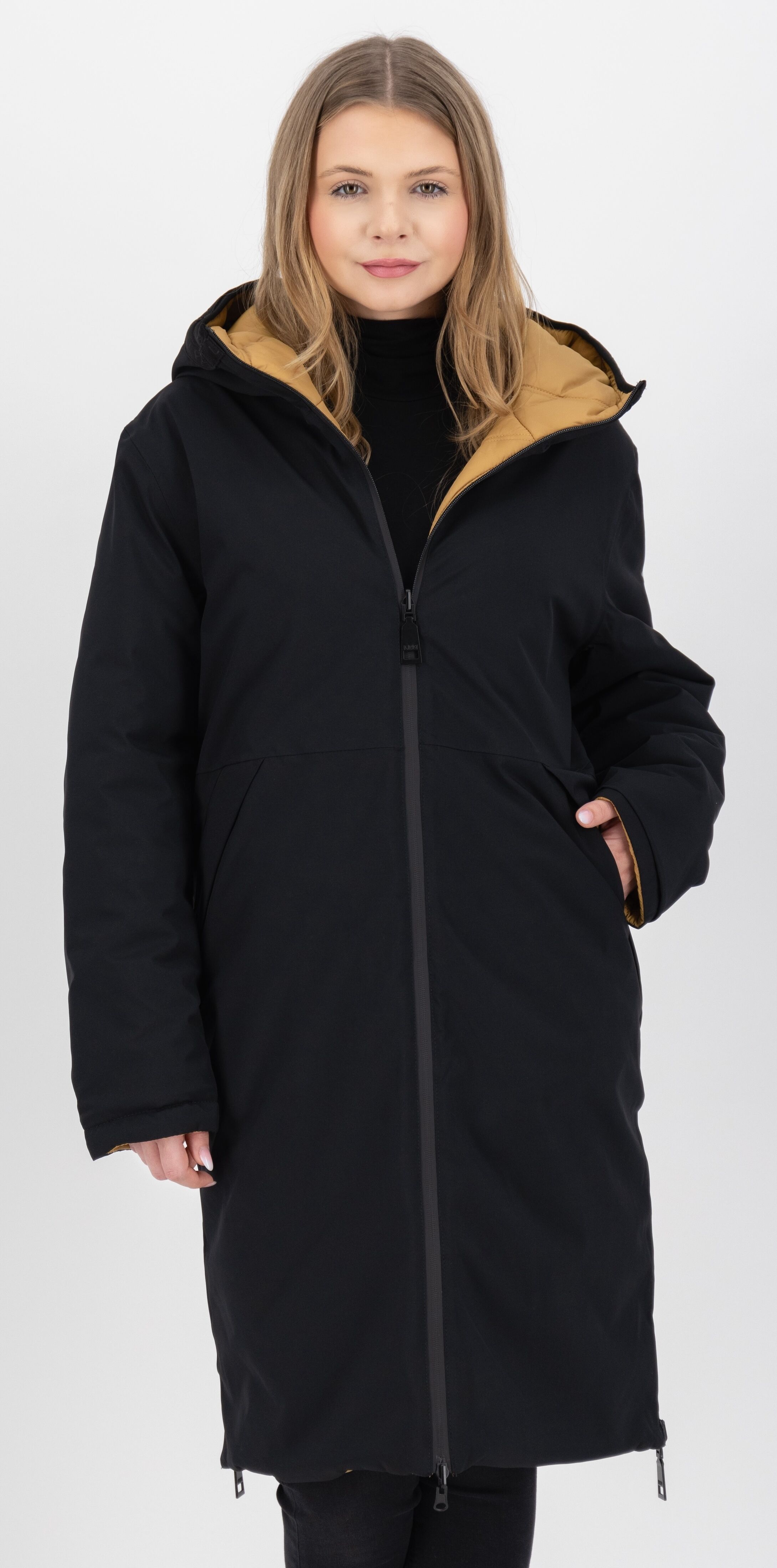 Steppjacke LPO "NAKITA II WMN", Damen, Gr. 44L, schwarz (apple cinnamon), Web, 100% Polyester, tailliert hüftbedeckend, Jacken Steppjacke, Wendemantel