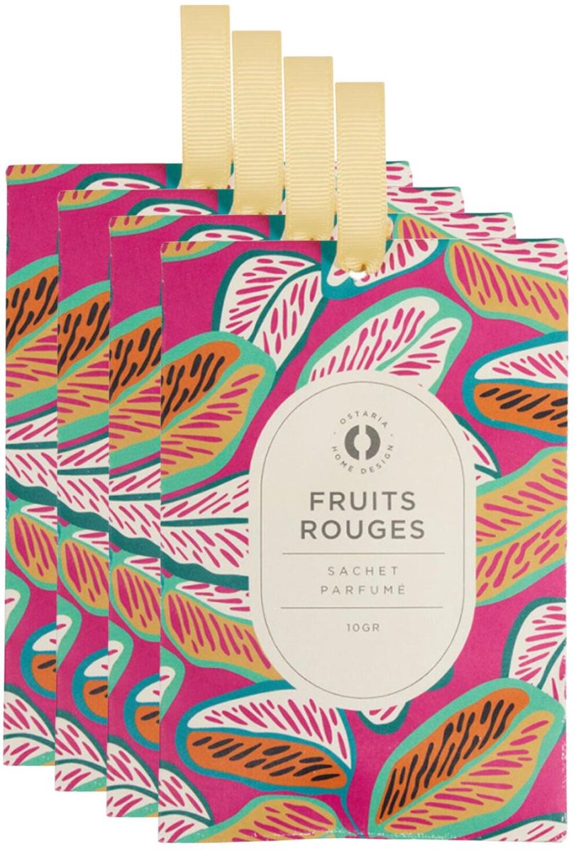 Ostaria Geurzakjes Rood fruit - 4 stuks - met ophanglusje