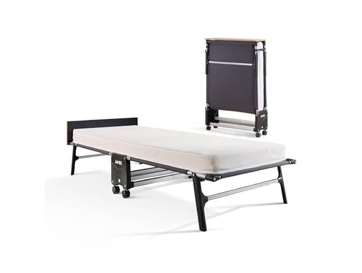 JAY-BE RM80 Einzel-Zustellbett auf Rollen mit Memory-Matratze Memory-Faser-Matratze, rollbares Gästebett, tragbare 360°-Rollen, Anti-Kipp-Beine, Kopfteil aus Holz