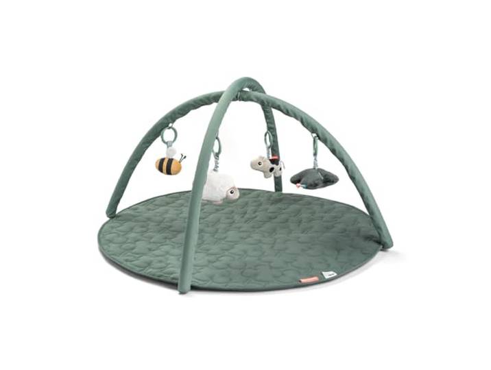 Done by Deer Spielbogen Baby mit Spielmatte und 4 x Anhänger/Babyspielzeug - Rassel, Glöckchen, Knisterelement und Spiegel - Play Mat/Spieldecke für Babies ab 0 Monate