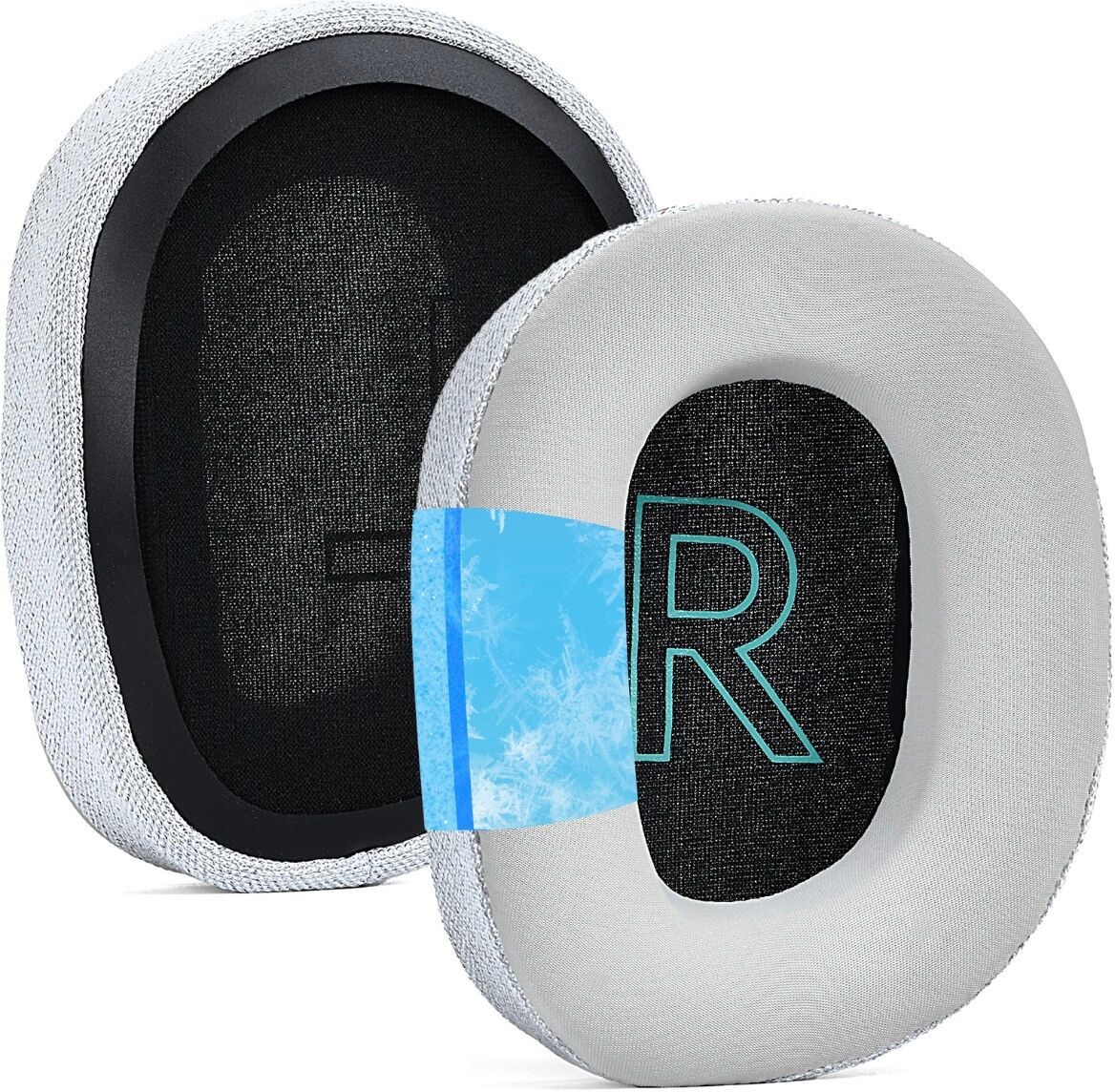 INF Lot de 2 coussinets d'oreille remplaçables - maille respirante et mousse refroidissante, coussins confortables compatibles Gris