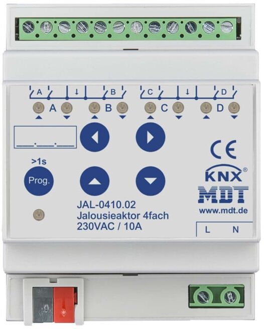 MDT technologies Actionneur de volet roulant 4 canaux REG, 10A, 230VAC JAL-0410.02 (JAL-0410.02)