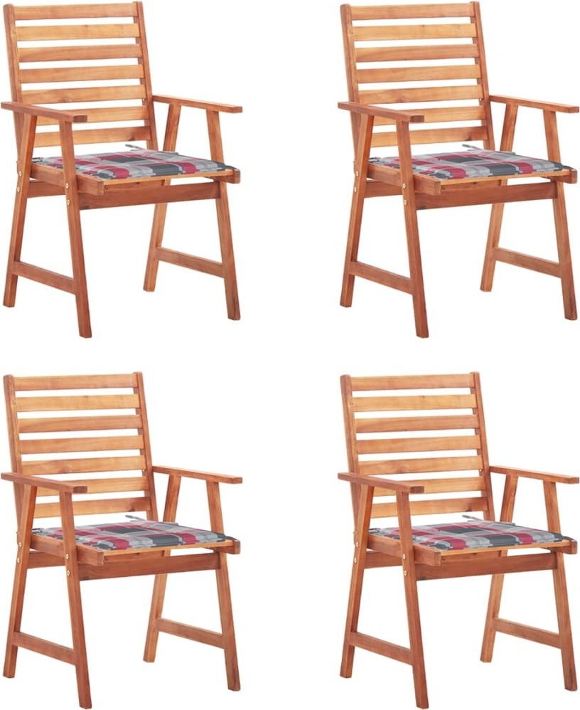 Garten-Essstühle 4 Stk. mit Kissen Massivholz Akazie