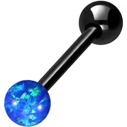 Chirurgenstahl Barbell SYNTHETISCHER OPAL + CHIRURGENSTAHL-KUGEL