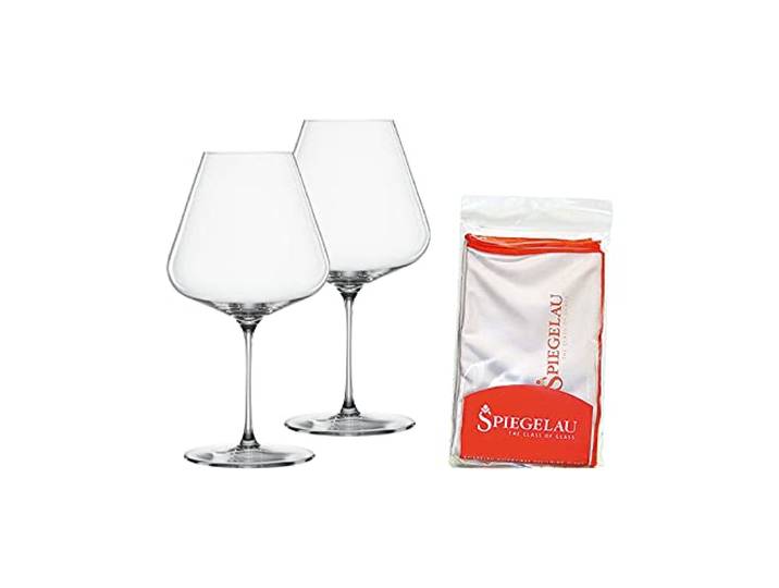 Spiegelau Definition Burgunderglas-Set 2-teilig mit Poliertuch, Rotweingläser (960 ml) und Mikrofaser-Glasreinigungstuch (50 x 64 cm), Kristallglas
