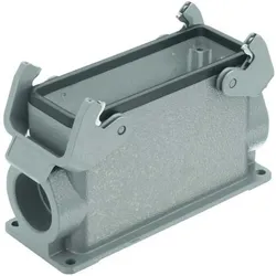 Harting HAN B Steckverbinder Buchse Typ 24B mit 2 x M32 Eingang Metall, Aufputzmontage mit Verriege, Elektronikkabel + Stecker, Grau