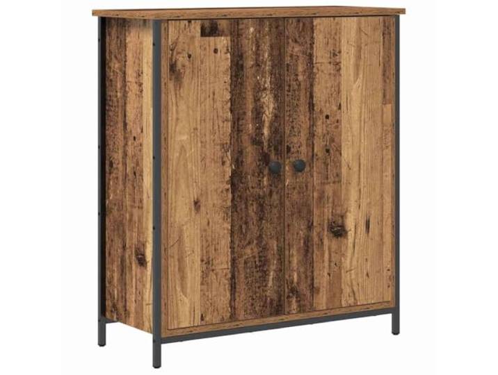 TEKGHUT Sideboard Altholz 70 x 30 x 80 cm Holzwerkstoff Schwarze Stahlbeine, schwarze Stahlgriffe, Türscharniere, viel Stauraum, Ess- und Wohnzimmer, Montage zu zweit