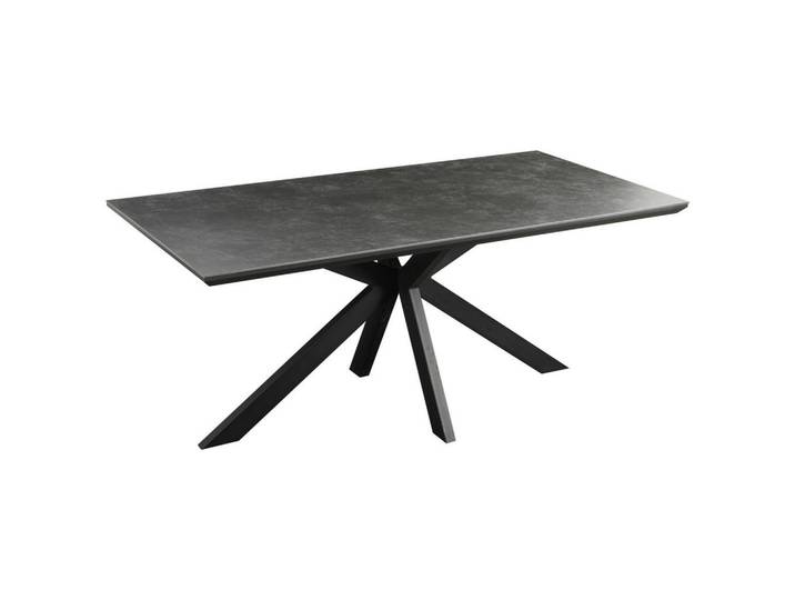 Mid.you Esstisch, Schwarz, Dunkelgrau, Keramik, rechteckig, Flachrohr, 90x76x180 cm, Esszimmer, Tische, Esstische, Esstische Keramik