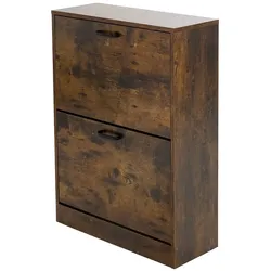 ML-Design Schuhschrank 2 Klappfächer Dunkelbraun 60x24x84 cm Vintage Schuhkipper 12 Paar Schuhe Flurregal