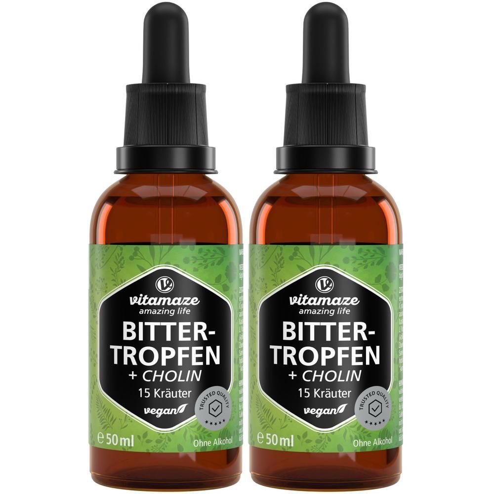 Bitter-Tropfen 15 Kräuter+Cholin ohne Alkohol 2x 2x50 ml Tropfen