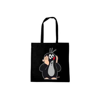 Henkeltasche LOGOSHIRT "Der kleine Maulwurf - Oh", Damen, Gr. B/H/T: 42cm x 38cm x 1cm, schwarz, Baumwolle, bedruckt, Taschen, mit coolem Motiv