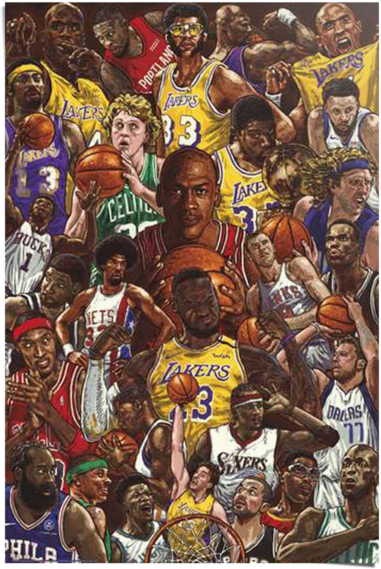 Reinders! Poster REINDERS "Basketball-Legenden", bunt (farbe bild(er): mehrfarbig), Bilder, B/H/T: 61cm x 91,5cm x 0,1cm, Sport, 1 Stk., Papier, Poster, Teenager Zimmer - Mehrfarbig - Bilderdruckpapier - Sport - 61x91,5 cm, B:61cm H:91,5cm T:0,1cm farbe b