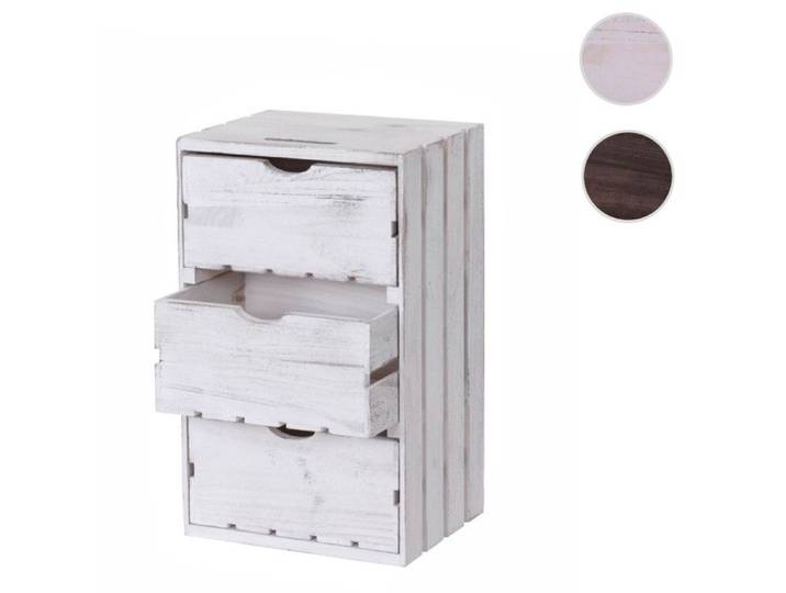 Commode HWC-C62 commode en bois aspect miteux vintage 3 tiroirs 53x32x26cm - marron