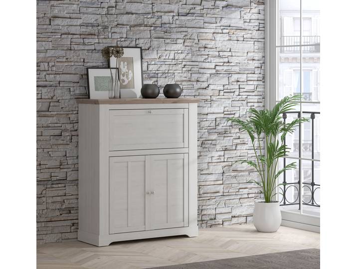 Barschrank FORTE Iloppa , braun (schnee eiche, nelson eiche), B:115,3cm H:136,1cm T:44,3cm, FSC-zertifizierter Holzwerkstoff, Schränke, Barschrank, Breite ca. 115 cm