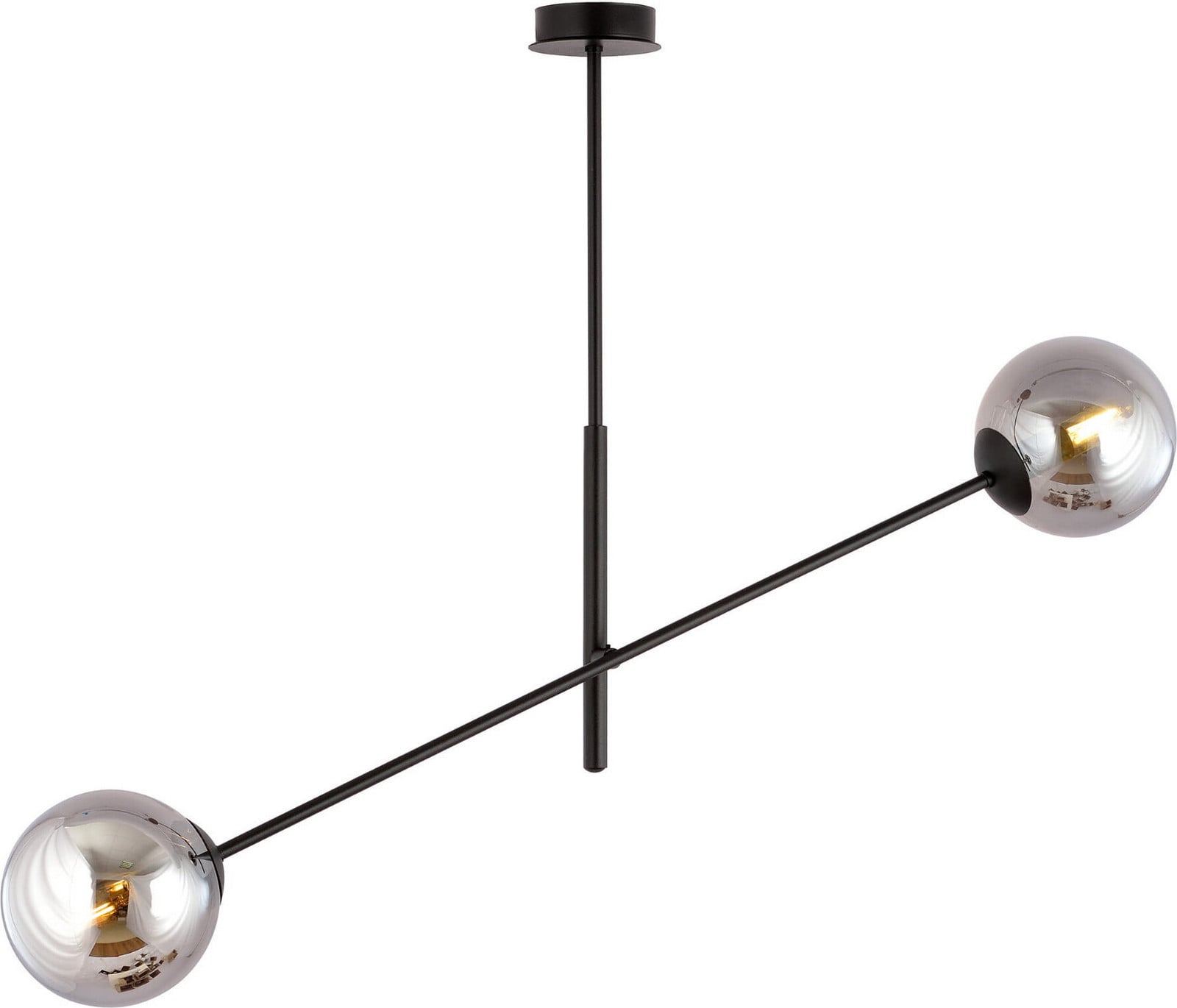 Emibig Linear Hanglamp, 2x E14, 40W, Zwart/Grijs
