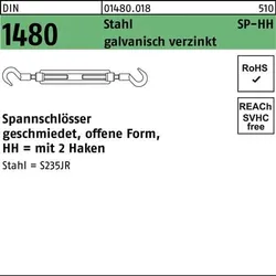 Spannschloss DIN 1480 offen 2Haken SP HH M12 Stahl 3.6 galv.verz. 1St.