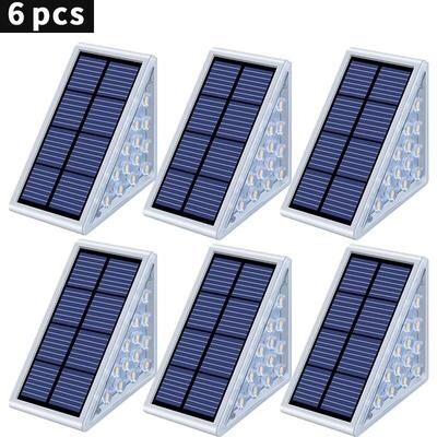 Inspired Finds LED Step Lamp Solar Stair Light Outdoor IP67 Waterproof Deck And Pathway Lighting With Anti Theft Design 6pcs white