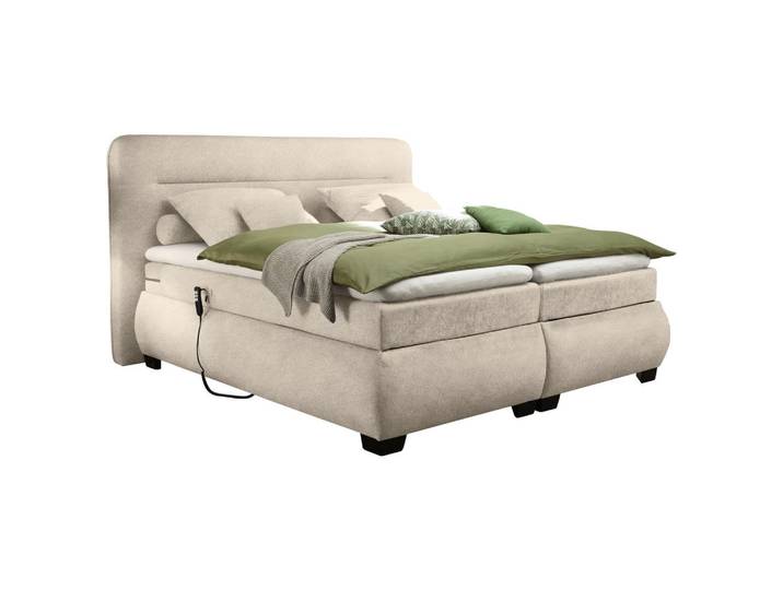 Mid.you Boxspringbett, Sandfarben, Kunststoff, 160x200 cm, Topper geteilt, Schlafzimmer, Bett, Doppelbetten