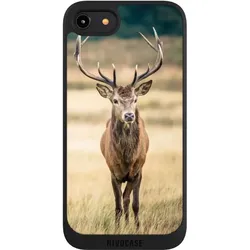 Nivocase Handyhülle für Apple iPhone 8 Hülle NIVOpure Case Schwarz Hirsch Wald Wiese (Apple iPhone 8), Smartphone Hülle, Schwarz