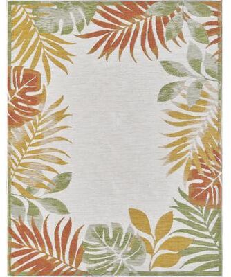 Domani Novarro Tropical Border of Palms Reversible Indoor / Outdoor Area Rug