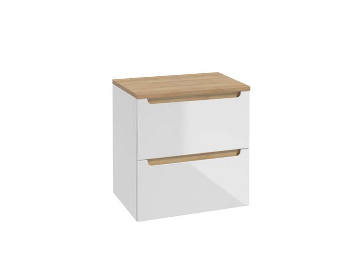 Petits-meubles Waschtischunterschrank 60cm Livia Weiß, 2 Schubladen, 60x62.5x46 cm, Badezimmer, Badmöbel, Unterschränke