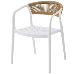Casa Pura Gartenstuhl   Solaro   UV-beständiges PP & handgeflochtene Seil-Rückenlehne   Weiß