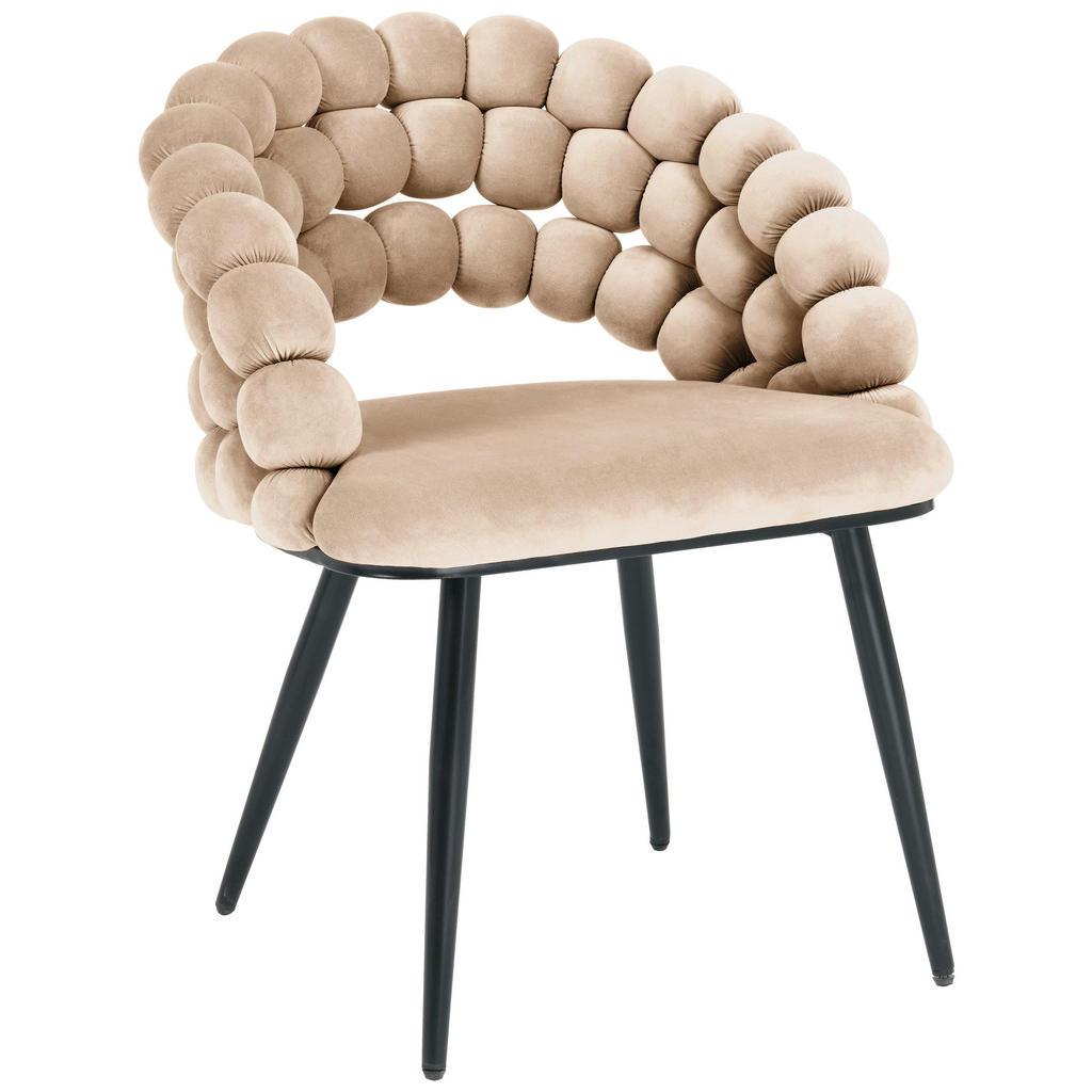 Novel Armlehnstuhl , Schwarz, Beige , Metall, Textil , Rundrohr , 58x80x62 cm , Stoffauswahl , Esszimmer, Stuhl, Polsterstühle