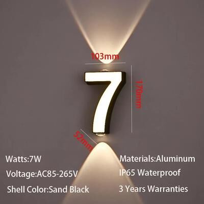 Inspire Curations Modern 7W LED House Number Wall Lamp IP65 Waterproof Aluminum Outdoor Light AC85 265V 7 Warm White 3000k