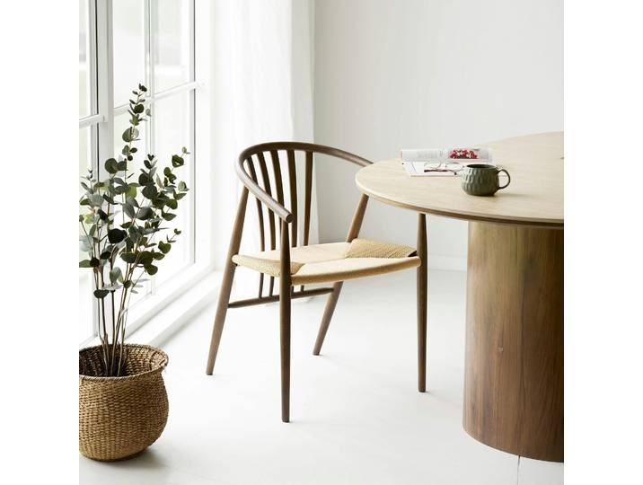 Chaise Vintage En Bois Brun\, Assise Rotin Berlin