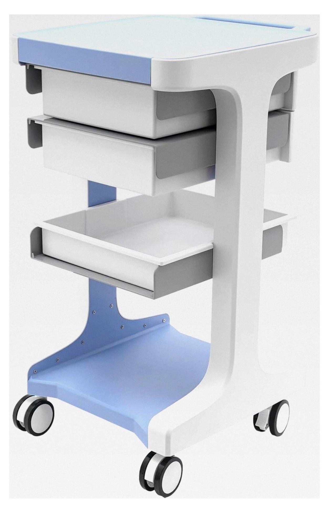 Blauer Wagen auf Rädern, ABS Trolley-Wagen Mobiler Lagerwagen mit einer Belastbarkeit von 50 kg, 41 * 41 * 67 cm für Friseursalons, Spas, Zuhause und Schönheitssalons