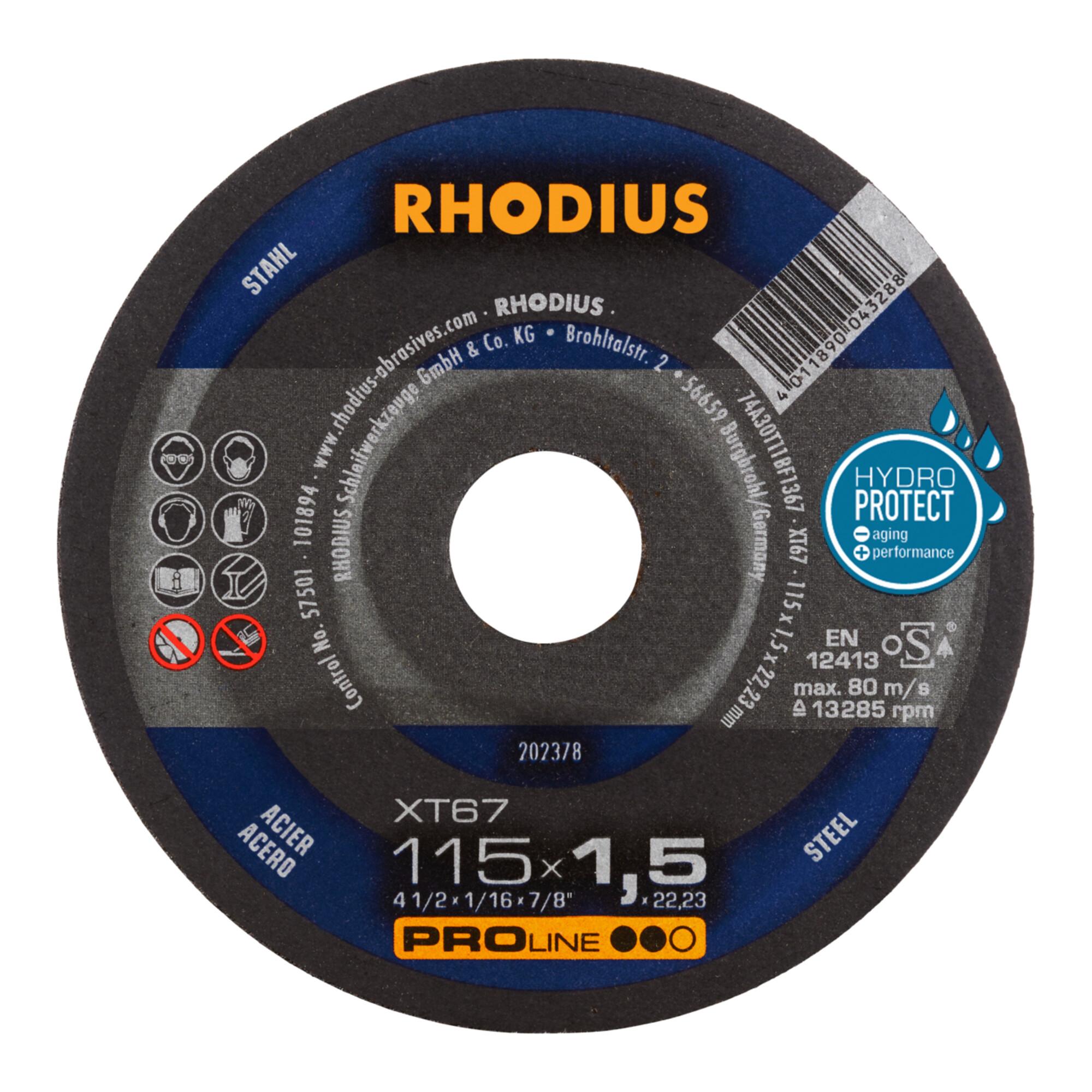 RHODIUS PROline XT67 Extradünne Trennscheibe 115 x 1,5 x 22,23 mm (202378)