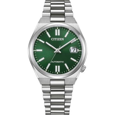 Automatikuhr CITIZEN "TSUYOSA 37 mm", silber (silberfarben, dunkelgrün), Armbanduhren, Damen, Automatikuhr, Armbanduhr, Damenuhr, Mechanische Uhr, Edelstahlarmband, analog, Tag