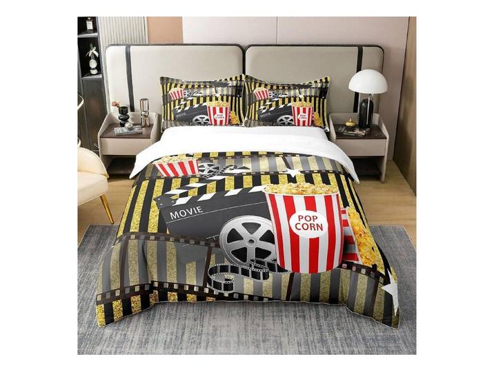 LuxusKollektion Kinderbettwäsche Bettwäsche-Set 220x240cm Popcorn/Glitter Design