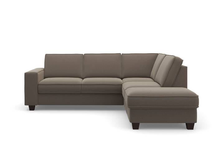 Ecksofa, Luxus-Microfaser, Dunkelbeige 236×213 cm, Ottomane Rechts, Klassisch, Home-affaire
