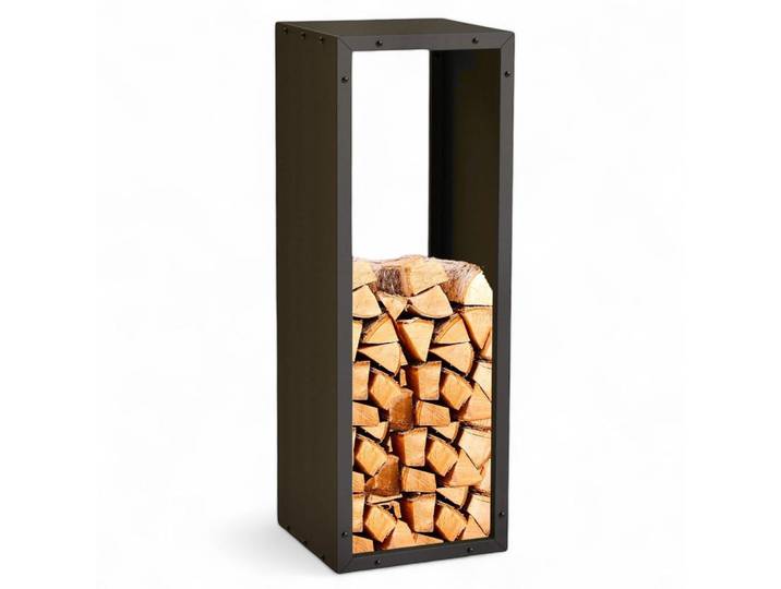 DanDiBo Kaminholzregal Innen Metall Schwarz Stehend Modern, 38x113x35 cm, Kleinmöbel, Kamine & Zubehör, Kaminholzregale