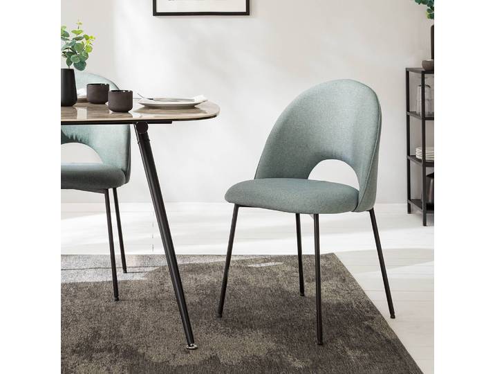 Chaise capitonnée Ikley 49 x 84 x 54cm Lot de 2 Turquoise/Gris menthe