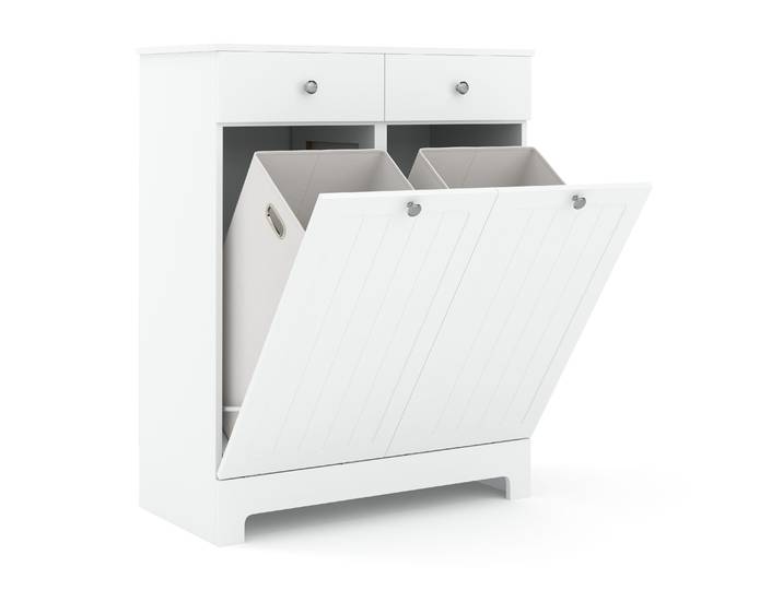 Wäscheschrank mit 2 Fächer FONTANA 78 x 38 x 89 cm weiss