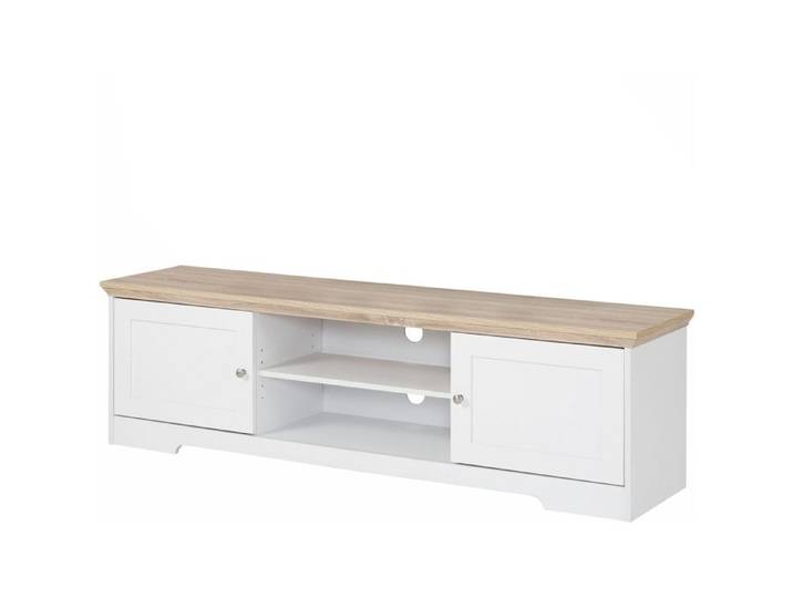Nanna - Meuble TV Avec 2 Portes En Mélaminé Blanc