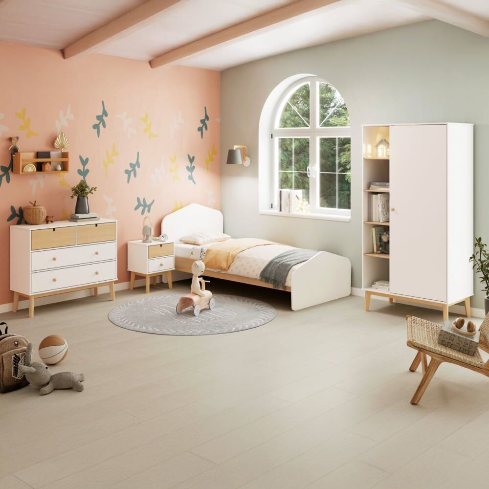 duehome Cómoda 4 cajones melamina, blanco, 100 x 81 x 40