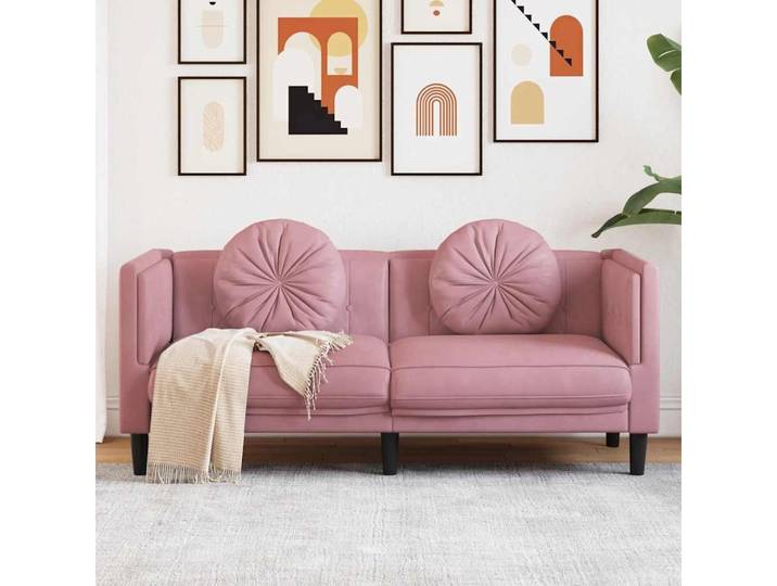 vidaXL Sofa vidaXL Sofa mit Kissen 2-Sitzer Rosa Samt